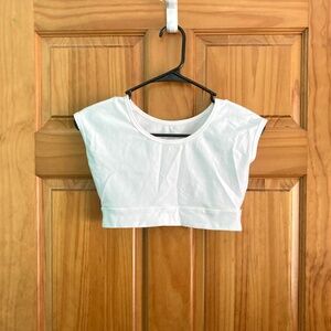 Women’s size small white short-sleeved halftee, women’s modest layering piece